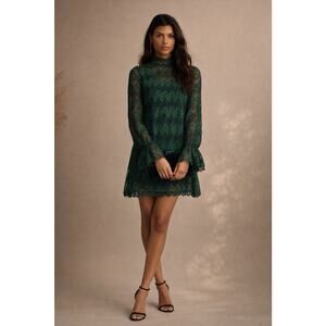 Free People Women Simone Dress Medium Green Mini Whimsigoth Fairy Boho Sheer